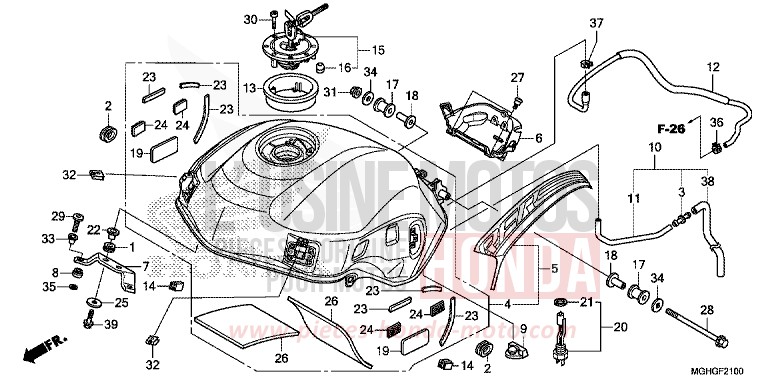 RESERVOIR A CARBURANT von VFR1200X "Crosstourer" DCT PEARL COSMIC BLACK (NHA64) von 2016